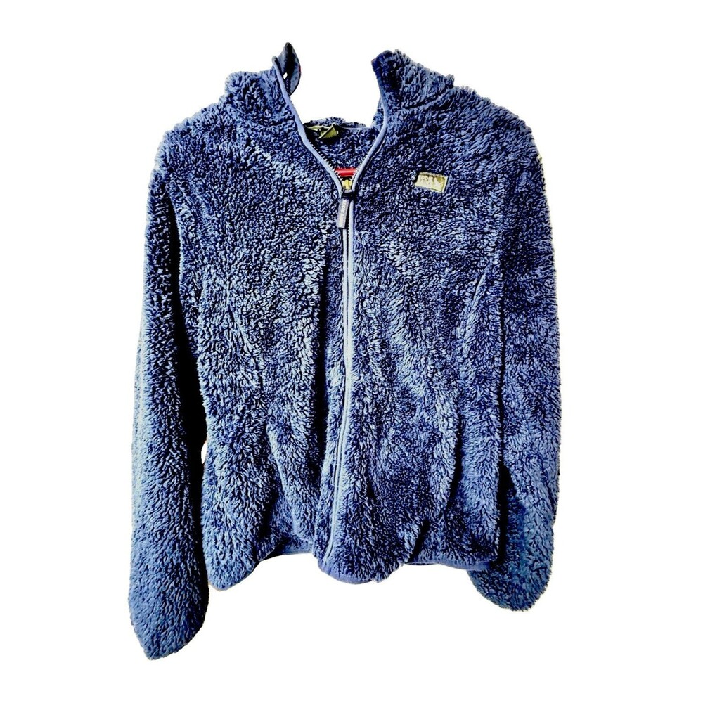 Eddie Bauer Kids Blue Hooded Full Zip Fleece Jacket L 14/16 Long Sleeve